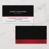 Elegante schwarze/weiße rote Linie Visitenkarte (Vorne/Hinten)