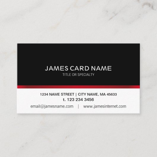 Elegante schwarze/weiße rote Linie Visitenkarte (Vorderseite)