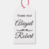 Elegante schwarze, weiße Typografie Hochzeit Danke Geschenkanhänger (Vorderseite)