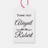 Elegante schwarze, weiße Typografie Hochzeit Danke Geschenkanhänger (Rückseite)