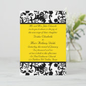 Elegante schwarze, weiße u. gelbe einladung (Stehend Vorderseite)