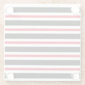 Elegante schwarze, weiße und rote Streifen Glasuntersetzer (Rückseite)