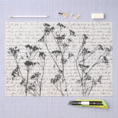 Elegante Schwarze Wildblume Silhouetten Altes Skri Seidenpapier (Handwerk)
