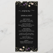 Elegante Schwarze Wildblumen Blumenzehen Menükarte (Vorderseite)