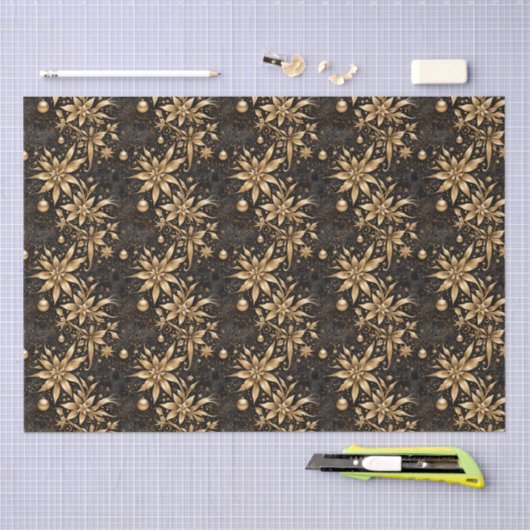 Elegante Schwarzes Gold Seidenpapier (Handwerk)