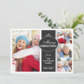 Elegante schwarzes u. weißes Foto-flache Karte des (Stehend Vorderseite)