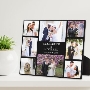 Elegante Schwarzhochzeits-Fotocollage Fotoplatte