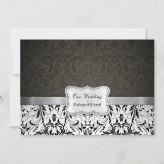 Elegante Schwarzweiss-Damast-Hochzeit lädt ein Einladung