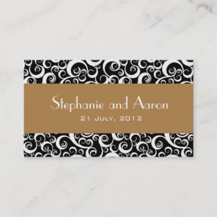 Elegante Schwarzweiss-Damast-Hochzeits-Karte Visitenkarte