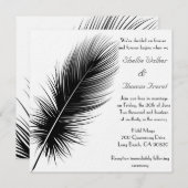 Elegante Schwarzweiss-Feder-Hochzeits-Einladung Einladung (Vorne/Hinten)