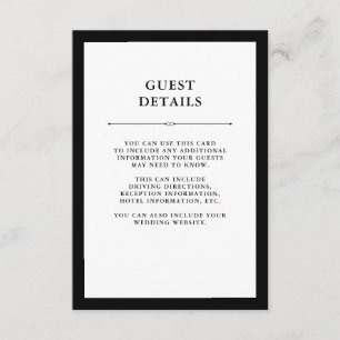 Elegante Schwarzweiss-Gast-Sonderkommandos der Begleitkarte