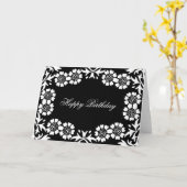 elegante Schwarzweiss-Geburtstagsgrußkarte Karte (Gelbe Blume)