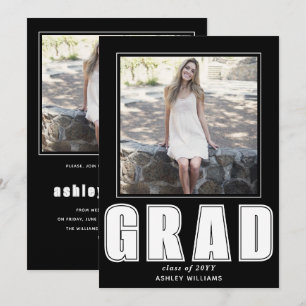 Elegante Schwarzweiß-GRAD-Klasse des Fotos 2025 Einladung