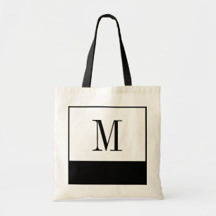 Elegante Schwarzweiss-Monogramm-Tasche Tragetasche