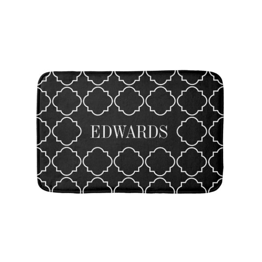 Elegante Schwarzweiss Quaterefoil Mustergewohnheit Badematte Zazzle De