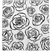 Elegante Schwarzweiss-Rosen auf weißem Hintergrund Duschvorhang (Vorderseite)