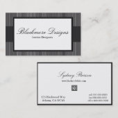 Elegante Schwarzweiss-Streifen-Visitenkarte Visitenkarte (Vorne/Hinten)