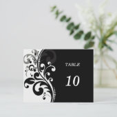 Elegante Schwarzweiß-Tischnummer Postkarte (Stehend Vorderseite)