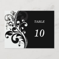 Elegante Schwarzweiß-Tischnummer Postkarte