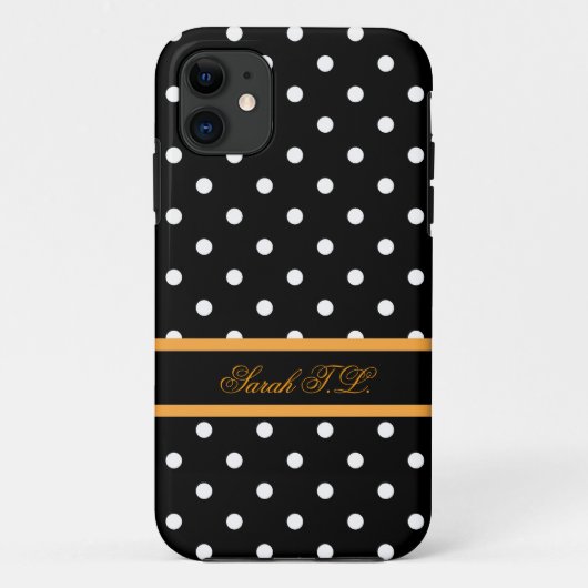 Elegante schwarzweiße Polka-Punkte Case-Mate iPhone Hülle (Rückseite)