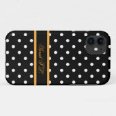 Elegante schwarzweiße Polka-Punkte Case-Mate iPhone Hülle (Rückseite (Horizontal))