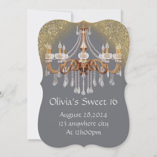 ELEGANTE SCHWEET 16 GEBURTSTAGLICHE EINLADUNG (Vorderseite)