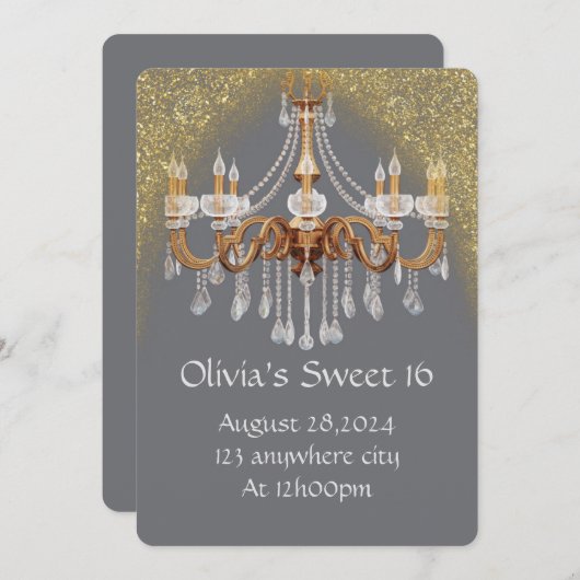 ELEGANTE SCHWEET 16 GEBURTSTAGLICHE EINLADUNG (Vorne/Hinten)