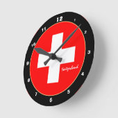 Elegante Schweizer Flagge & Schweiz Trend / Design Runde Wanduhr (Winkel)