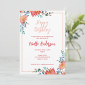 Elegante, schwindelerregende Blume zum Geburtstag Einladung (Stehend Vorderseite)