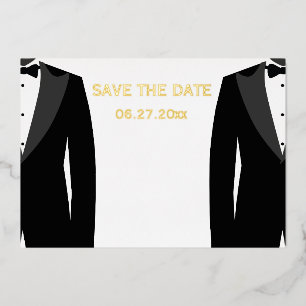 Elegante schwule Hochzeit Bewahrt das Datum Echtgo Folieneinladung