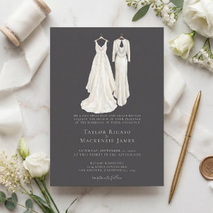 Elegante schwule Hochzeit Zwei Bräute in Kleidern Einladung