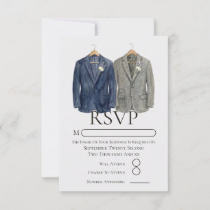 Elegante schwule Hochzeit Zwei Bräutigame in Anzüg RSVP Karte
