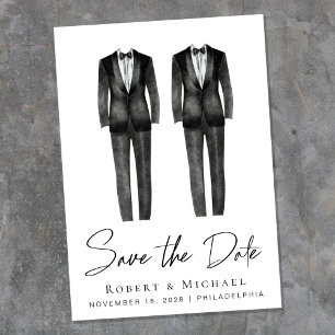 Elegante schwule Hochzeits-Smoking-Watercolor-Kuns Save The Date