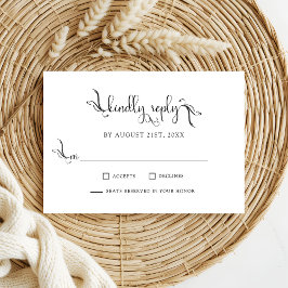 Elegante Scipt Wedding Kindly Replay RSVP Cards