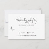 Elegante Scipt Wedding Kindly Replay RSVP Cards Karte (Vorderseite)