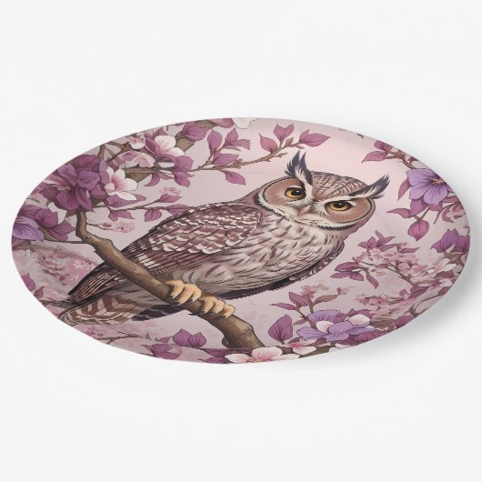 Elegante Scops Lila Blüte Pappteller (Schrägansicht)