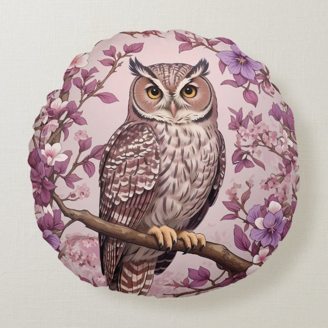 Elegante Scops Lila Blüte Rundes Kissen (Vorderseite)