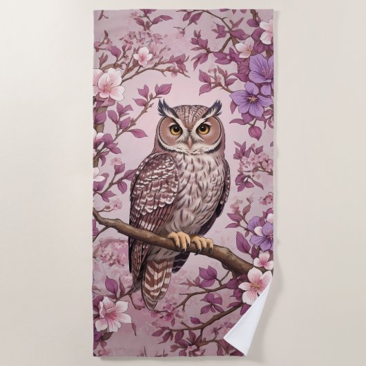 Elegante Scops Lila Blüte Strandtuch (Vorderseite)