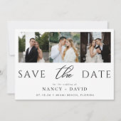 Elegante Script 3-Foto-Collage-Hochzeit Save The Date (Vorderseite)