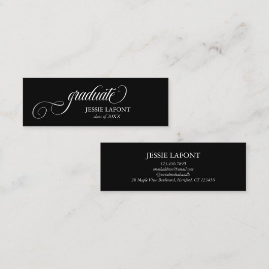 Elegante Script Abschluss Mini Name Card Visitenkarte (Vorne/Hinten)