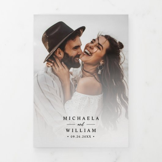 Elegante Script-All-In-One-QR-Codes für Hochzeiten Dreifach Gefaltete Einladung (Cover)