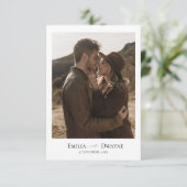 Elegante Script Ankündigung Datum freihalten Card (Stehend Vorderseite)