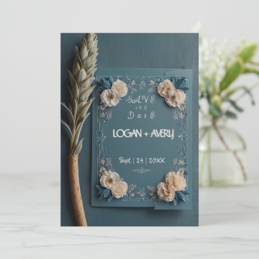 Elegante Script Ankündigung Datum freihalten Card (Stehend Vorderseite)