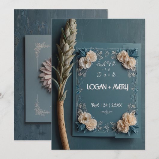 Elegante Script Ankündigung Datum freihalten Card (Vorne/Hinten)