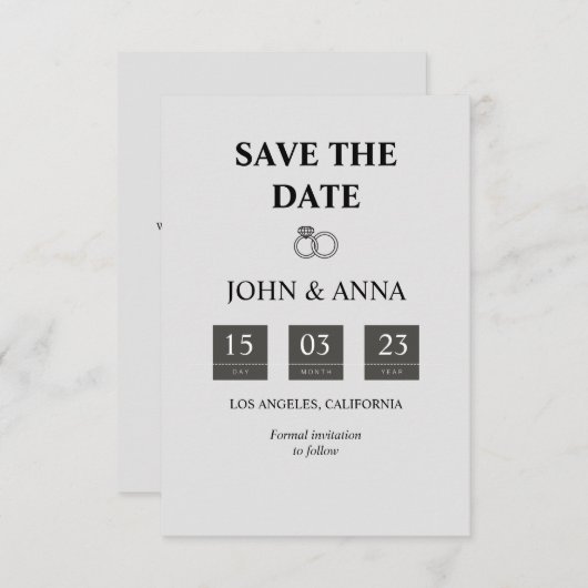 Elegante Script Ankündigung Datum freihalten Card (Vorne/Hinten)