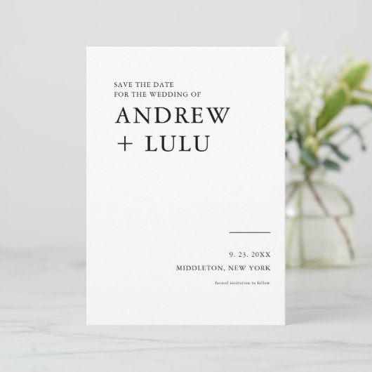 Elegante Script Ankündigung Datum freihalten Card (Stehend Vorderseite)