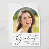Elegante Script Arch Foto Graduation Party Einladung (Vorderseite)