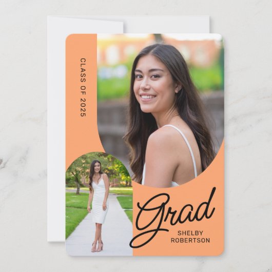 Elegante Script Arch Fotos Graduation Party Einladung (Vorderseite)