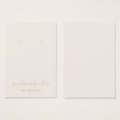 Elegante Script Bale Champagne Earring Card (Vorne & Hinten)