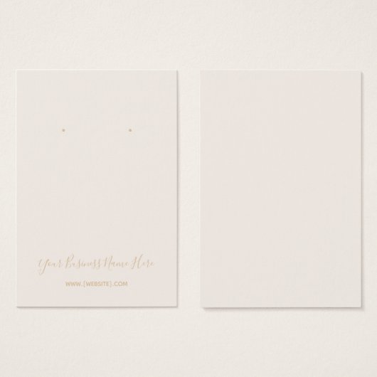 Elegante Script Bale Champagne Earring Card (Vorne & Hinten)